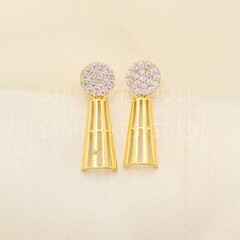 Pure 22ct Gold Cubic Zirconia Round Disc Post Pillar Jali Chandelier Tops