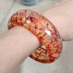 NEW Big Chunky Amber Style Clear Bangle Bracelet Sz 7.5 Plastic Resin