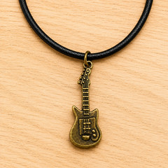 Stage Access Kit Guitar Charm Necklace Black Cord Musician Accessory
