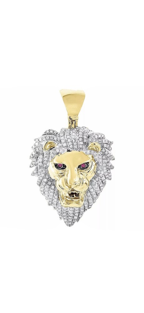 Lion Charm/Pendant 1.25CT Diamonds 10 Karat Gold (11.8 Grams)