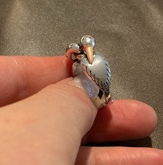 Silver Swan Ring Bird Love Boho VTG CZ Size 7 Artisanal Museum Art Animal Y2K