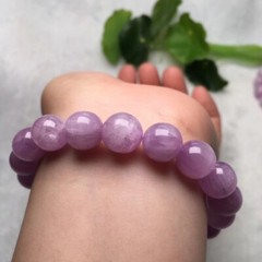 Handmade Natural Kunzite Elastic Stretch Bracelet – 8mm Round Gemstone Bead
