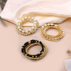 5Pcs Women Girls Gold Tone Boho Stackable Beaded Stretch Bracelets Wedding Gift