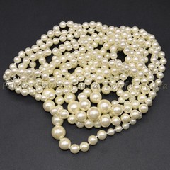 5 Rows 6-12mm Round Creamy White Shell Pearl Imitation Pearl Necklace 18-22”