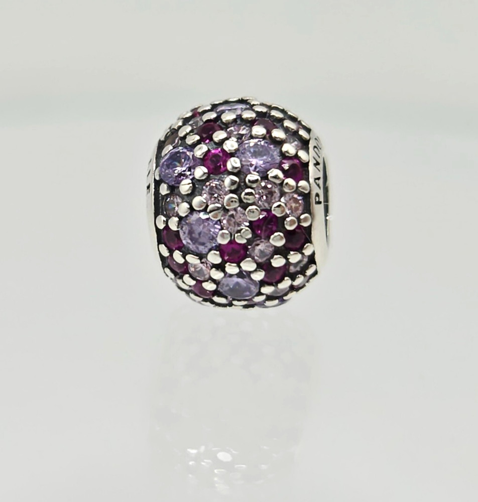 Authentic Pandora PURPLE Mosaic Pave Mixed Crystals moment Silver Charm