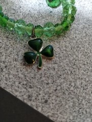 Vintage Green Crystals with Clover Charm
