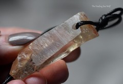 Etched Citrine Necklace Arcturian Triangular “Starship” Markings | from Zambia