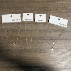 Forever 21 Women’s White /Gold Color Necklace, 4 Piece, New W Tags (1)