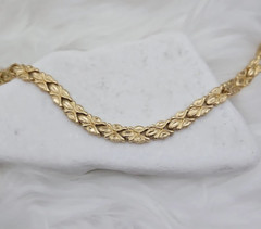 Gold Vintage Bracelet for Women, Diamond Cut Bracelet, 14k Heavy Plated Gold