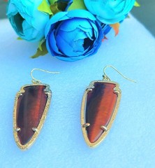 Kendra Scott Skylar Arrowhead Drop Dangle Earrings Tigers Eye