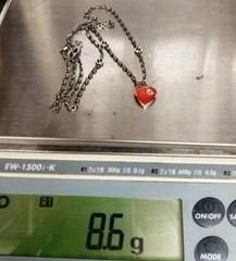 Authentic GUCCI Sterling Silver 925 Interlocking G Red Heart Necklace With Box