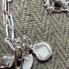 Silver Tone Link Chain Shell & Sand Dollar Charm Pendant Necklace Lobster Clasp