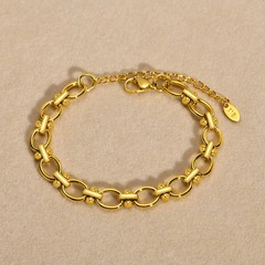 Gold Plated Oval Link Chain Bracelets for Women Thick Stainless Steel Jewelry