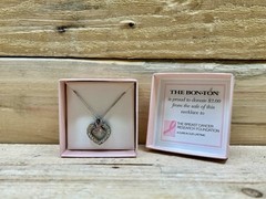 Support Breast Cancer Awareness Pink Ribbon Heart Pendant Necklace
