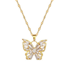 Women’s Fashion Jewelry Cubic Zircon Gold Butterfly Pendant Necklace 484