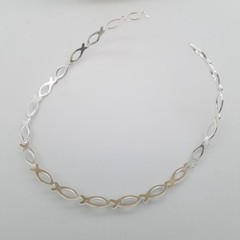 Best Silver Tone Open Cut Icthuse Christian Fish Flat Neck Cuff Choker Necklace