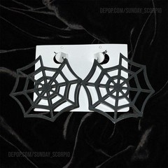 Black Spider Web Hoop Earrings