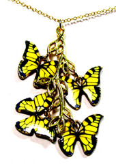 Gold Tone Yellow & Black Butterflies On Branch 20″ Necklace – NWOT (#3158)