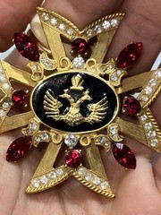 Russian Maltese cross crown Brooch Pin Emblem Military