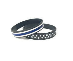 Thin Blue Line Wristbands Back The Blue Bracelet Law Enforcement Support 2 Pack