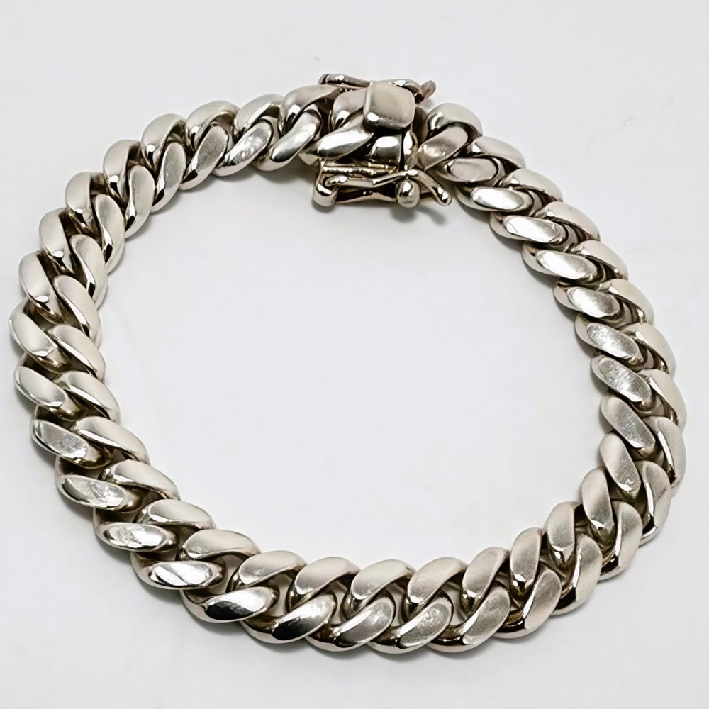 Heavy 51g Solid .999 Fine Silver Miami Cuban Link Bracelet 10mm 8in Box Clasp