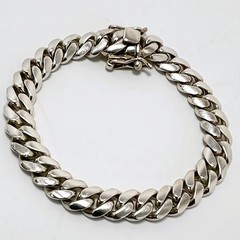 Heavy 51g Solid .999 Fine Silver Miami Cuban Link Bracelet 10mm 8in Box Clasp