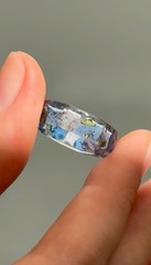 Hydrangea Ring With Real Blue Purple Petals, Nature Inspired Resin Ring