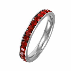 3mm Stackable Stainless Steel Eternity Band Ring w/ Crystal Birthstones