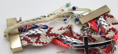 MACYS CROSS Silver Gold tone pink blue white red WRAP CHUNKY STATEMENT Bracelet
