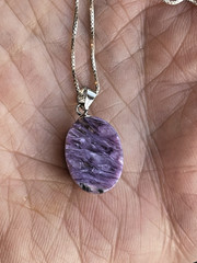 100% Genuine Siberian Russian True Purple Charoite Pendant Sterling Silver