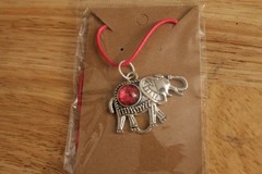 Elephant With Decorative Stone Accent Necklace – Pink