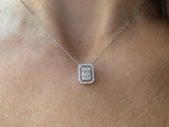1.00 Ct Baguette & Round Cut EF VS Lab Grown Diamond Necklace in 14K Solid Gold