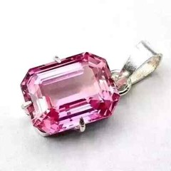 Certified 30 Ct Natural Pink Morganite Emerald Cut 925 Silver Pendant Gemstone
