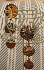 Copper Tone Textured Round Dangle/Drop Clip-On Earrings for Lobe, Metal