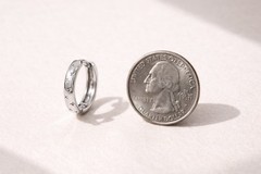 925 Silver Starburst Huggie Earrings Star Hoop Earrings Celestial Earrings 034