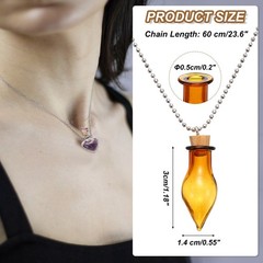 30mm Vial Necklace with Cork Stoppers Black Velvet Bag, Drop Shaped, Champagne