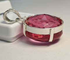 Round Cut Pendant Lab-Created 87.90 Ct Certified Pink Topaz Loose Gemstone SB918