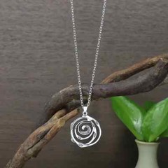 Elegant 925 Sterling Silver Charm Fashion Jewelry Unique Spiral Pendant Necklace