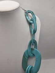 Bocar Resin/ Plastic Chain Link Necklace Chunky Statement Teal/Turquoise