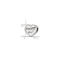 Sterling Silver Reflections Enamel Crystal Marry Me Heart Bead Pendant Necklace