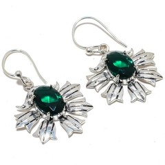 Chrome Diopside Gemstone 925 Silver Plated Jewelry Earring 2.0″ M1436