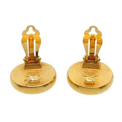 CHANEL Gold-tone Faux Pearl Round Clip-on Earrings 96P Vintage R2578