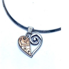 Brighton Pablo’s Passion Choker Necklace Reversible Two Tone Heart Pendant 31.9g