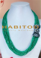 natural faced green stone beads multilayer micro inlay zircon flower clasp neckl