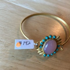 NWT Gold, Turquoise and Pink Jade Bracelet