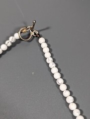 Boho White Gray Marble Stone Round Disc Bead Toggle Necklace Coastal Beach 18 in