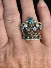 Nicky Butler SS 925 Multi-Gemstone Crown Ring Size 10