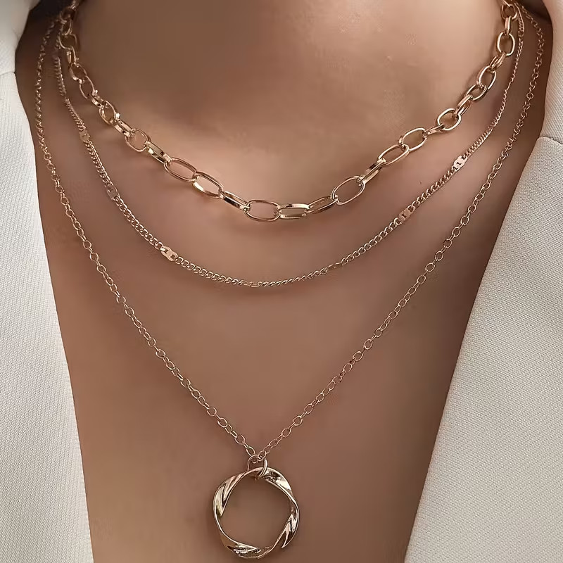 1 Piece Layered Necklace Set Pendant Necklace Women Girl’s Fashion Jewelry Gift