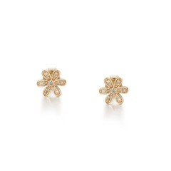 0.30ct Moissanite daisy flower studs, 14k Yellow gold plated.