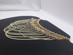 Gold Tone Multi Strand Beaded Necklace Statement Fringe Chain Jewelry